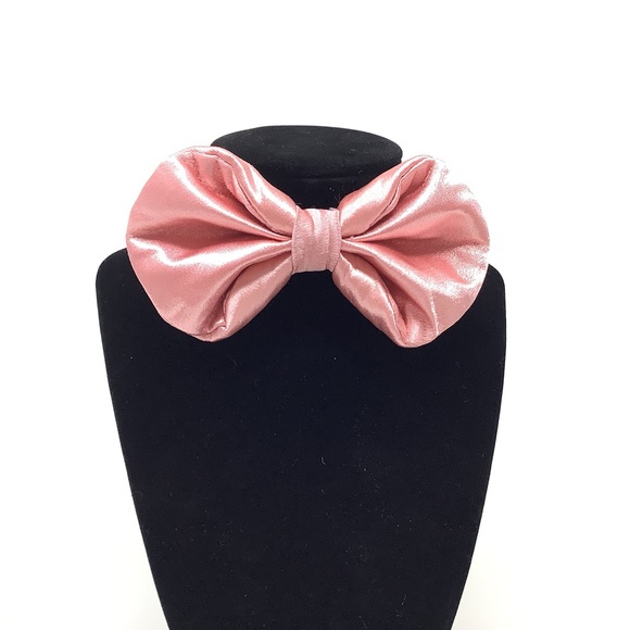 Pink Silky Solid Handcrafted Bow Tie - Picture 3 of 13